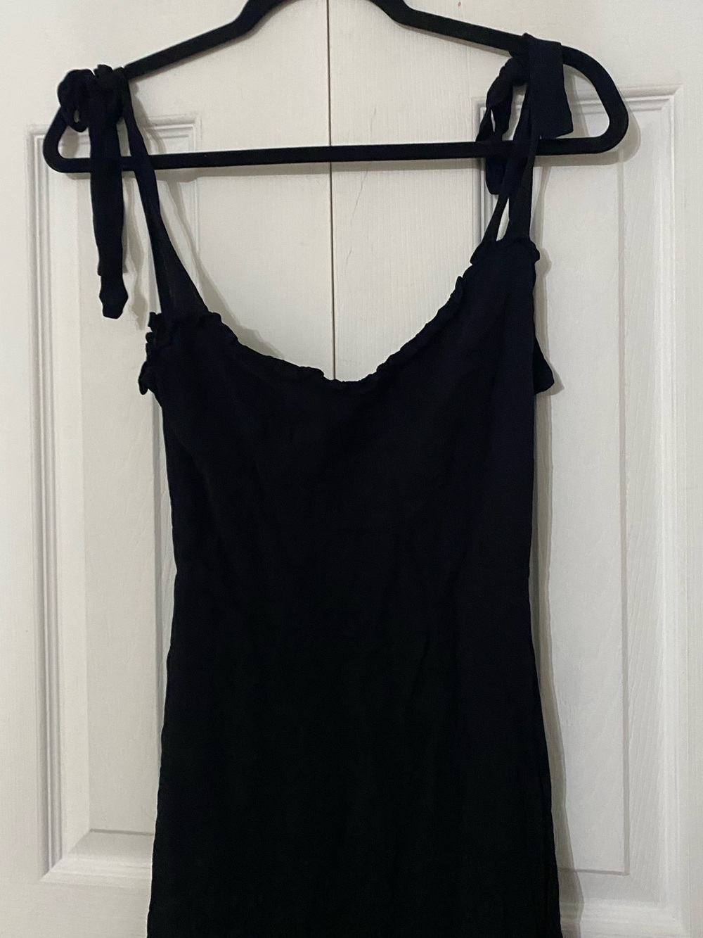 Reformation Black Tie-Shoulder Georgette Frill Hem Maxi Dress 4 - Picture 8 of 15